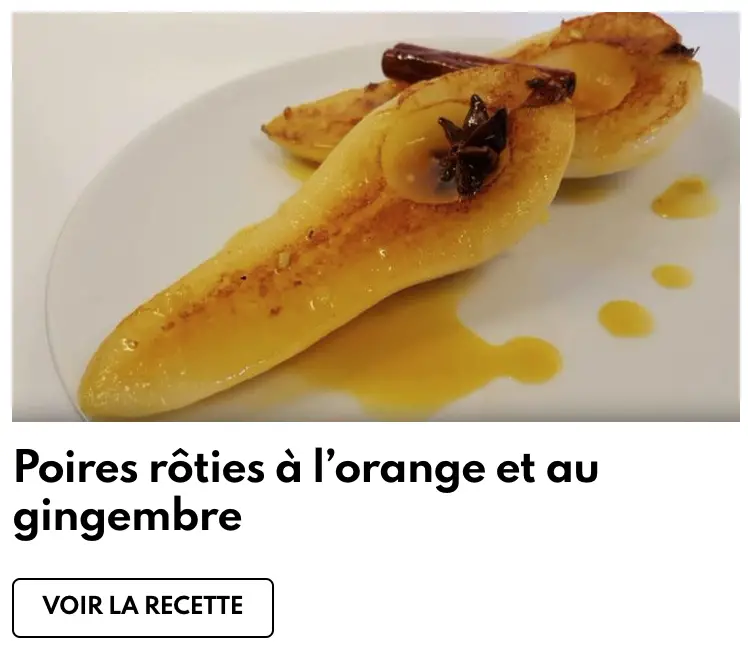 Poires rôties a la naranja y al jengibre