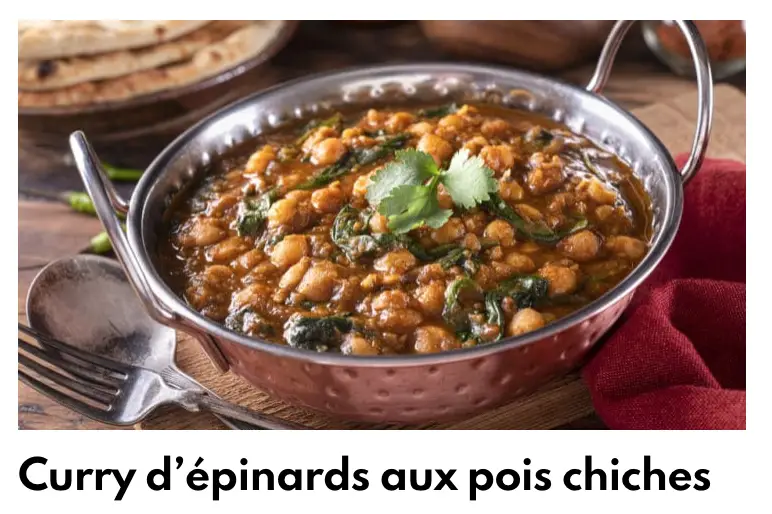 Curry d'épinards aux pois chicches