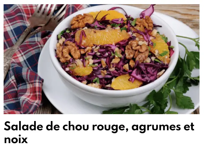 Salad Chou rouge gyda sitrws