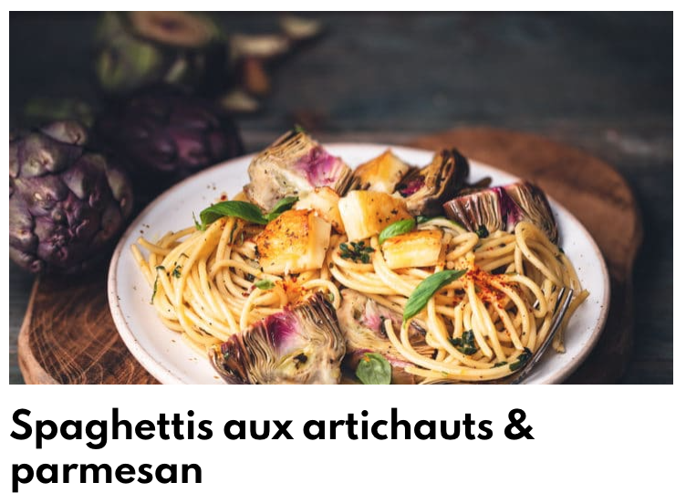 Espaguetis alcachofas y parmesano