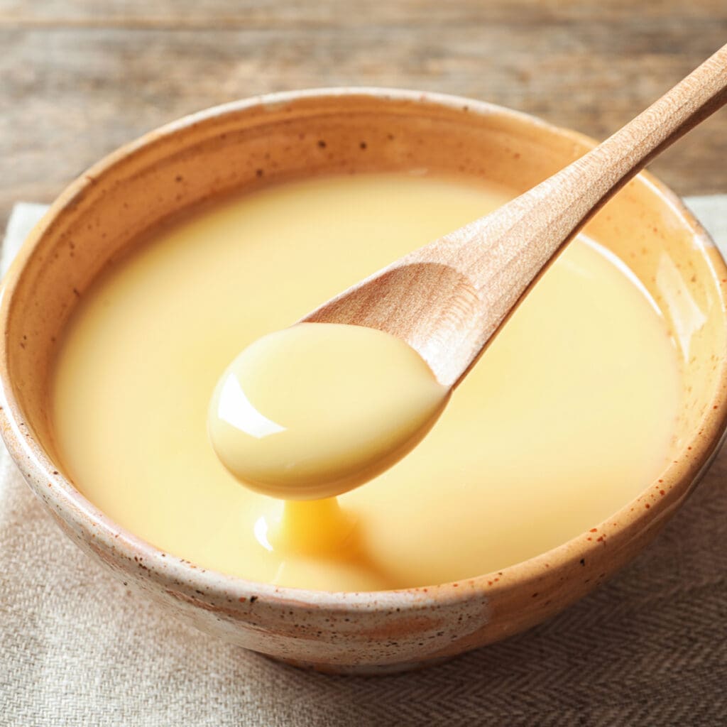 Cuchara Vertiendo Leche Evaporada