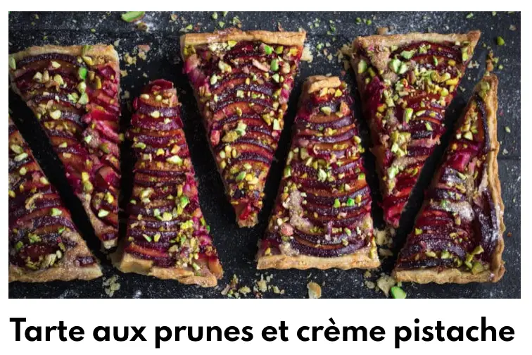Prune and pistachio cream tart