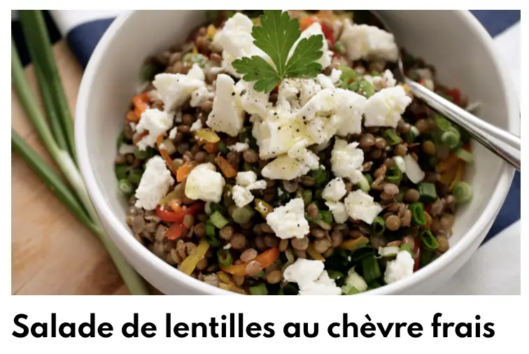 Salad lentil dengan chèvre frais