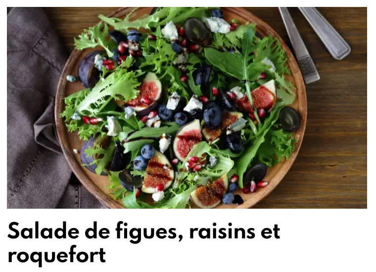 Salad នៃ Figues, raisins និង Roquefort
