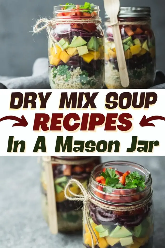 Recetas de mezcla de sopa seca en un tarro Mason