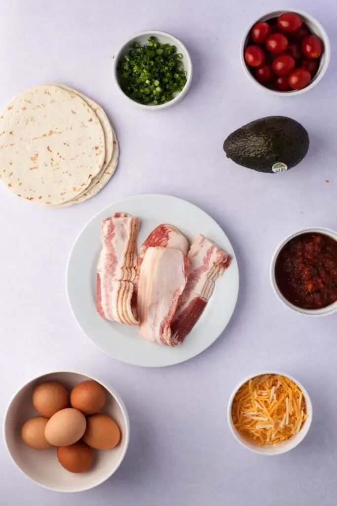 Ingredients for breakfast tacos
