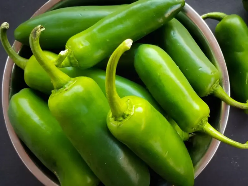 Fresh Jalapeno Peppers A Wooden Bowl