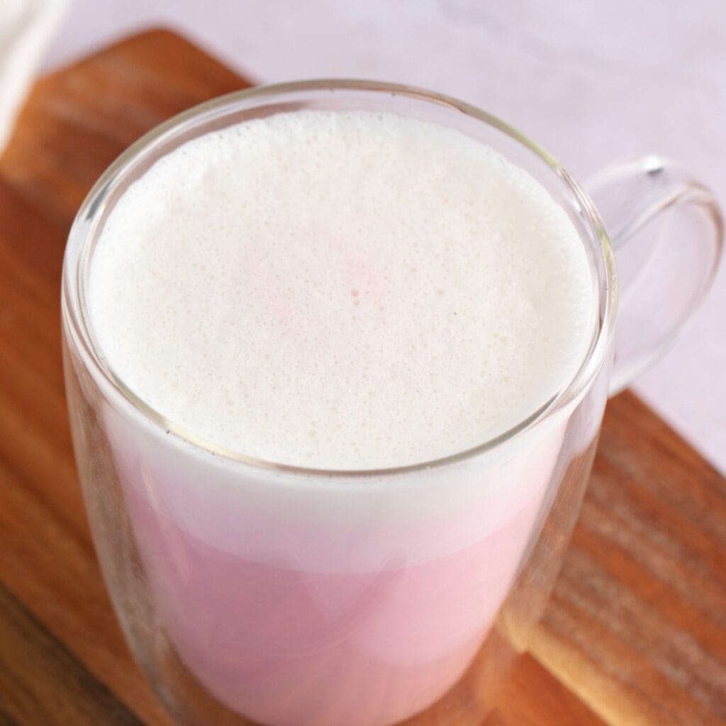Pink Angel Milk Glass Pitcher with Froth