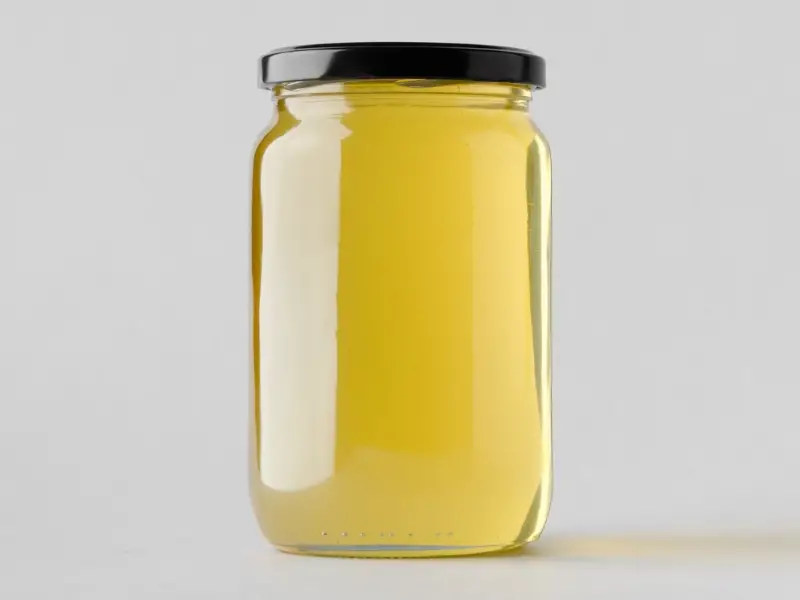 Miel de Fireweed en un recipiente de vidrio