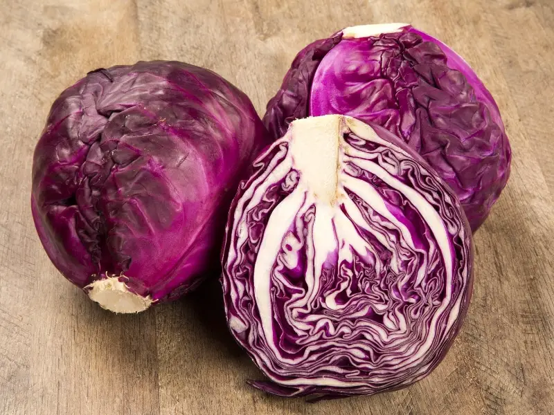 سڄو ۽ sliced ​​لال cabbages