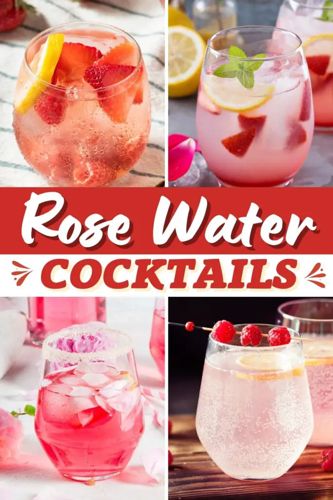 Coquetéis de água de rosas