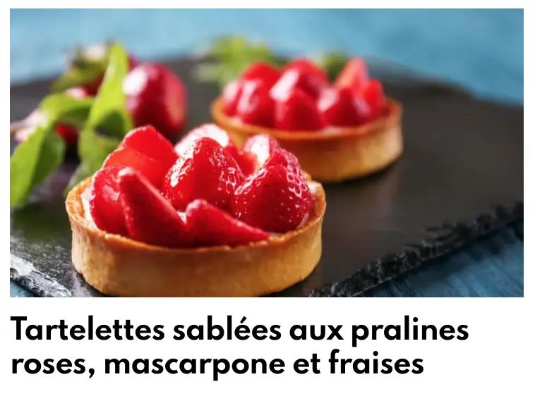 Tartelettes sablées aux פרלינים, מסקרפונה ופרייז