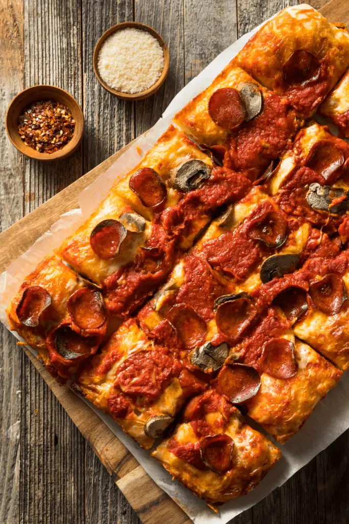 Pizza de pepperoni estilo Detroit